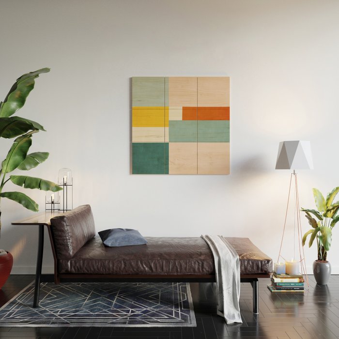 Geometric Minimalist Bright Pastel Tones Abstract Artwork Wood Wall Art Gallery Image 2