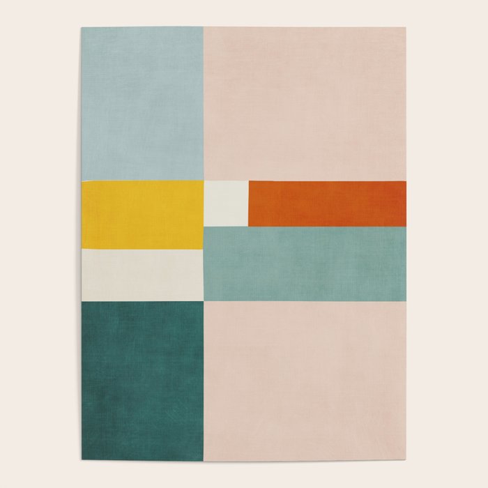 Geometric Minimalist Bright Pastel Tones Abstract Artwork Poster Gallery Image 1