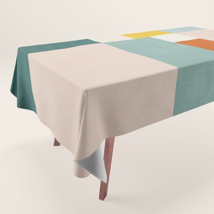 Geometric Minimalist Bright Pastel Tones Abstract Artwork Tablecloth Gallery Image 1