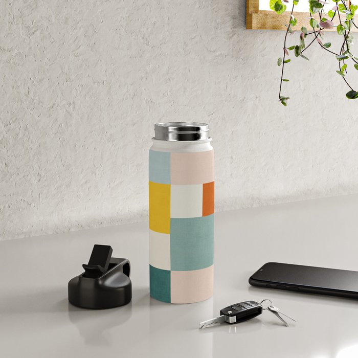 Geometric Minimalist Bright Pastel Tones Abstract Artwork Water Bottle Gallery Image 4