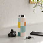Geometric Minimalist Bright Pastel Tones Abstract Artwork Water Bottle Gallery Image 4