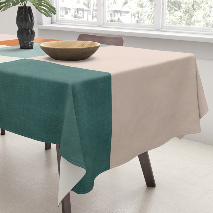 Geometric Minimalist Bright Pastel Tones Abstract Artwork Tablecloth Gallery Image 3