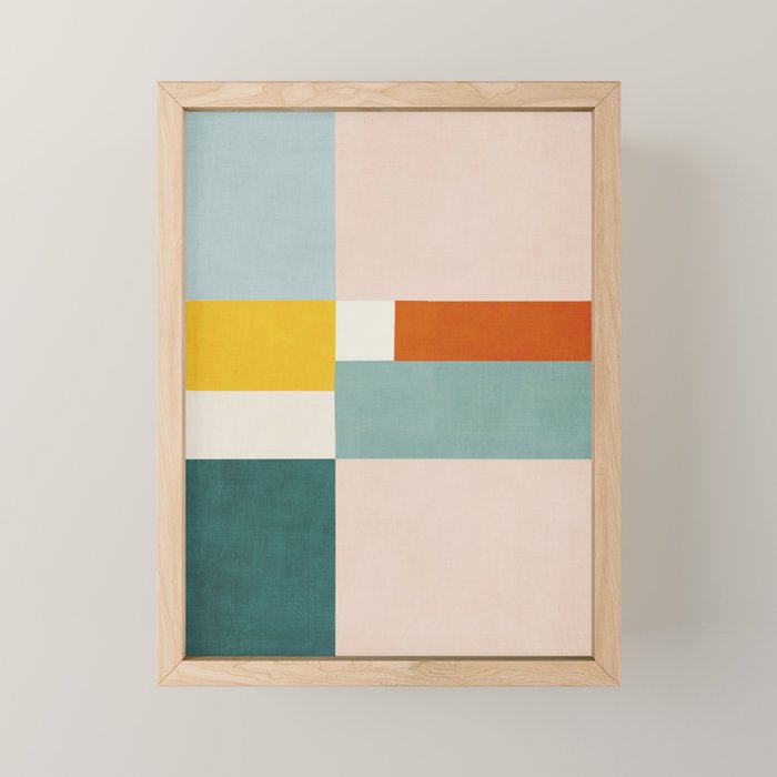 Geometric Minimalist Bright Pastel Tones Abstract Artwork Mini Art Print Gallery Image 1