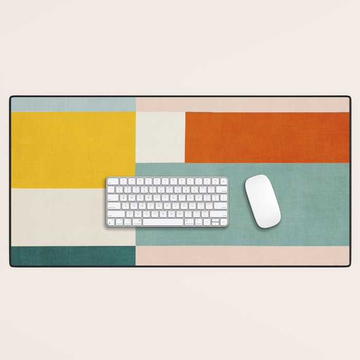 Geometric Minimalist Bright Pastel Tones Abstract Artwork Desk Mat Gallery Image 1