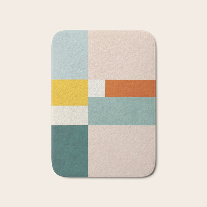 Geometric Minimalist Bright Pastel Tones Abstract Artwork Bath Mat Gallery Image 1
