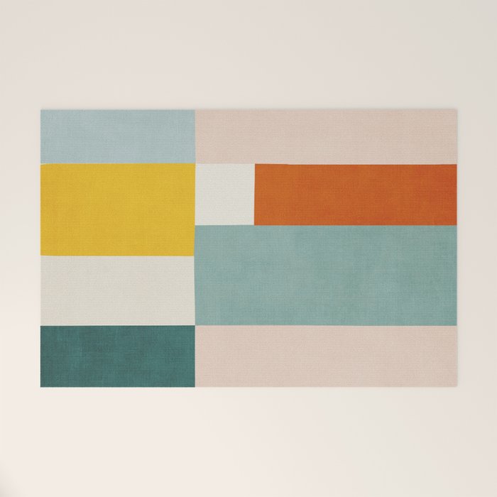 Geometric Minimalist Bright Pastel Tones Abstract Artwork Welcome Mat Gallery Image 1