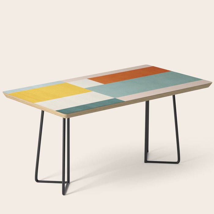 Geometric Minimalist Bright Pastel Tones Abstract Artwork Coffee Table Gallery Image 1