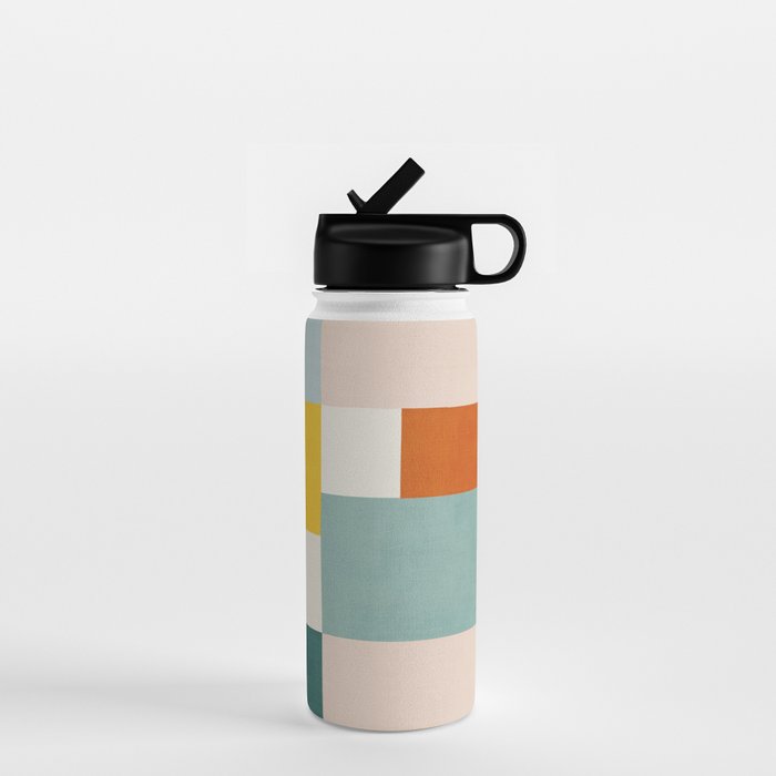 Geometric Minimalist Bright Pastel Tones Abstract Artwork Water Bottle Gallery Image 1