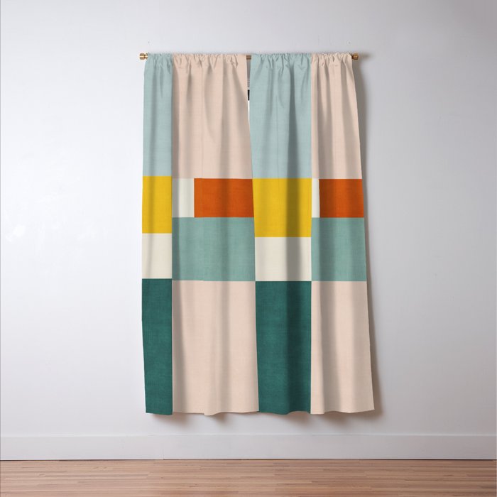 Geometric Minimalist Bright Pastel Tones Abstract Artwork Window Curtain Gallery Image 3