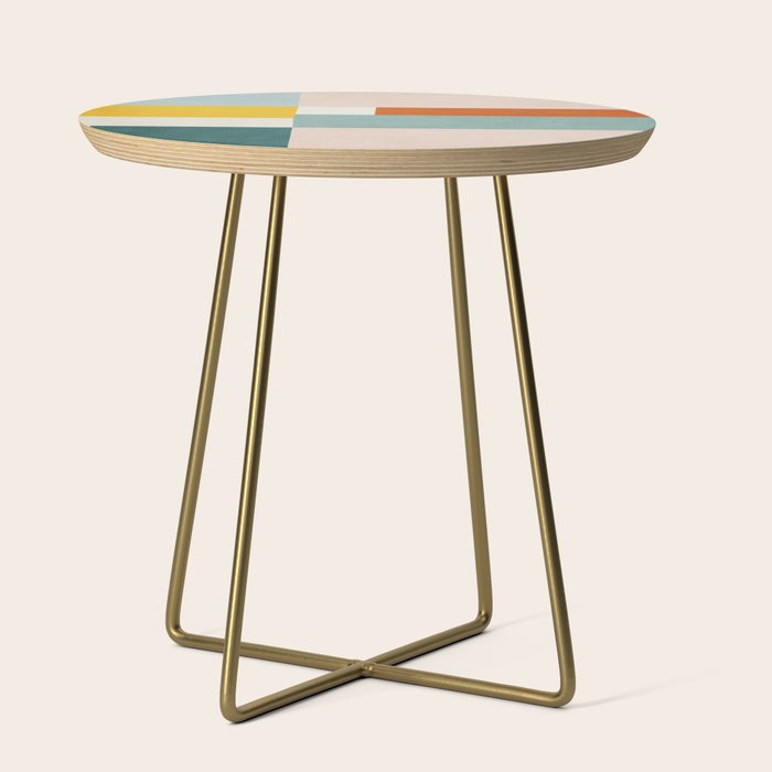 Geometric Minimalist Bright Pastel Tones Abstract Artwork Side Table Gallery Image 1