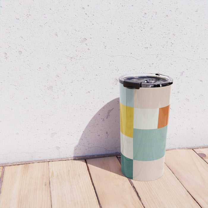 Geometric Minimalist Bright Pastel Tones Abstract Artwork Travel Mug Gallery Image 4