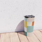 Geometric Minimalist Bright Pastel Tones Abstract Artwork Travel Mug Gallery Image 4
