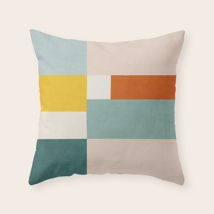 Geometric Minimalist Bright Pastel Tones Abstract Artwork Throw Pillow Gallery Image 1