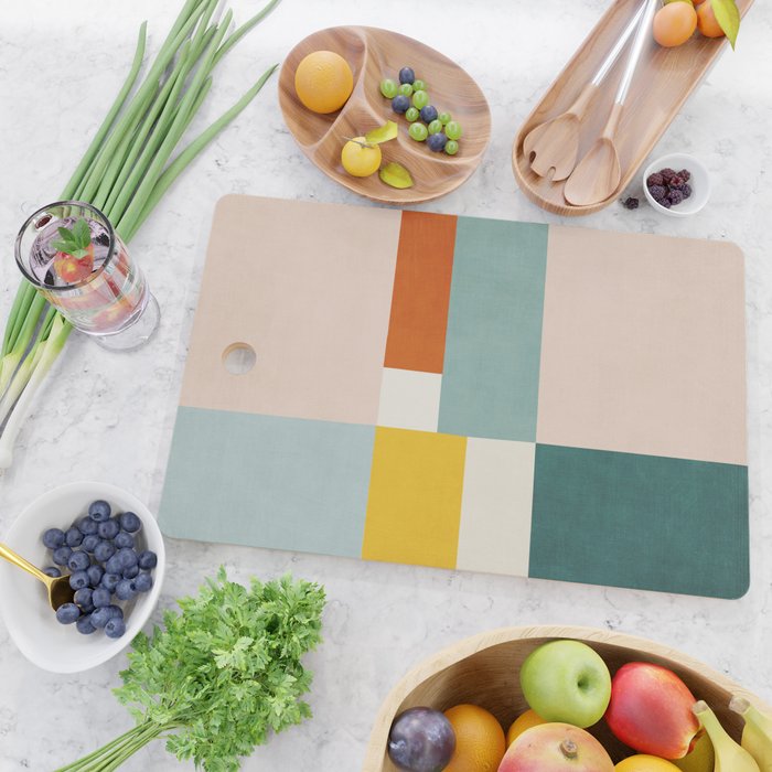 Geometric Minimalist Bright Pastel Tones Abstract Artwork Cutting Board Gallery Image 2
