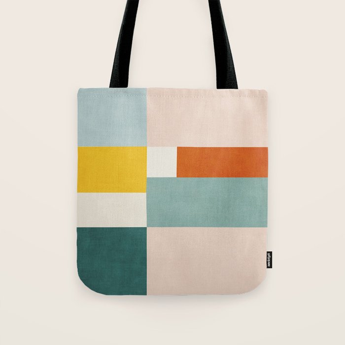 Geometric Minimalist Bright Pastel Tones Abstract Artwork Tote Bag Gallery Image 1