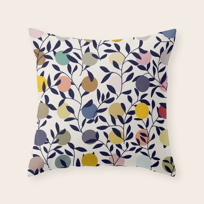 expectant iteration botanical garden pattern Throw Pillow Gallery Image 1