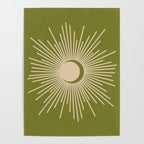 Sun and Moon 2 - Mid Century Modern Minimalism in Mid Mod Olive Green and Beige Poster Gallery Image 4