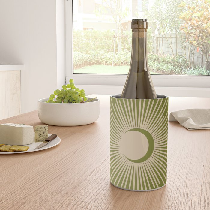 Sun and Moon 2 - Mid Century Modern Minimalism in Mid Mod Olive Green and Beige Wine Chiller Gallery Image 4