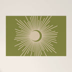 Sun and Moon 2 - Mid Century Modern Minimalism in Mid Mod Olive Green and Beige Welcome Mat Gallery Image 1
