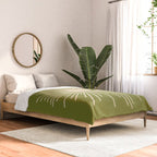 Sun and Moon 2 - Mid Century Modern Minimalism in Mid Mod Olive Green and Beige Comforter Gallery Image 2