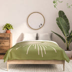 Sun and Moon 2 - Mid Century Modern Minimalism in Mid Mod Olive Green and Beige Comforter Gallery Image 3