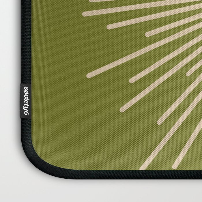 Sun and Moon 2 - Mid Century Modern Minimalism in Mid Mod Olive Green and Beige Laptop Sleeve Gallery Image 3