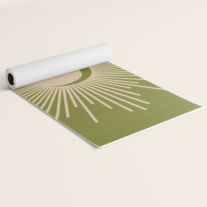 Sun and Moon 2 - Mid Century Modern Minimalism in Mid Mod Olive Green and Beige Yoga Mat Gallery Image 2