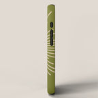 Sun and Moon 2 - Mid Century Modern Minimalism in Mid Mod Olive Green and Beige iPhone Case Gallery Image 2