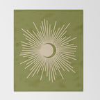 Sun and Moon 2 - Mid Century Modern Minimalism in Mid Mod Olive Green and Beige Throw Blanket Gallery Image 2