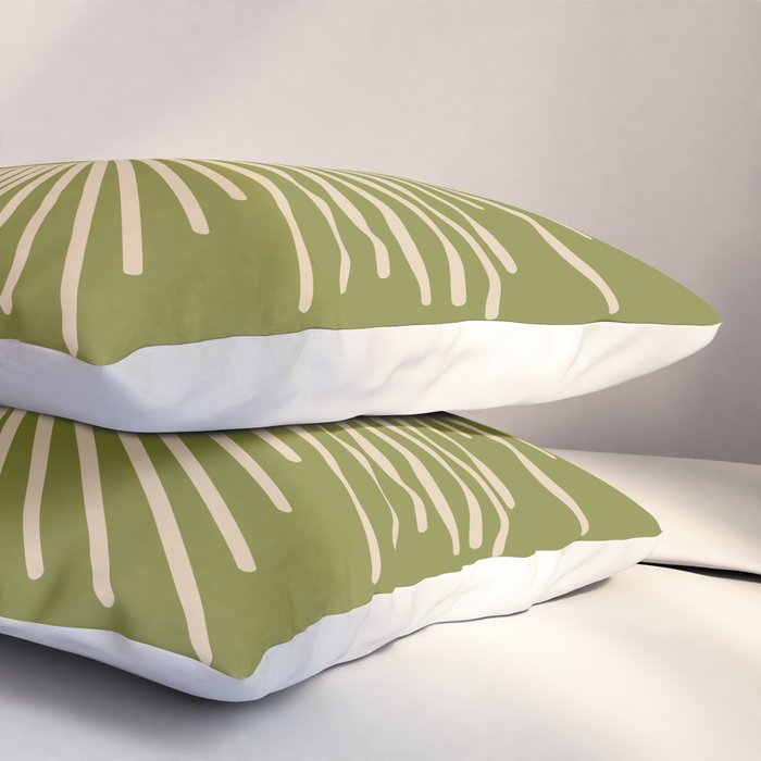 Sun and Moon 2 - Mid Century Modern Minimalism in Mid Mod Olive Green and Beige Pillow Sham Gallery Image 3