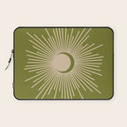 Sun and Moon 2 - Mid Century Modern Minimalism in Mid Mod Olive Green and Beige Laptop Sleeve Gallery Image 1