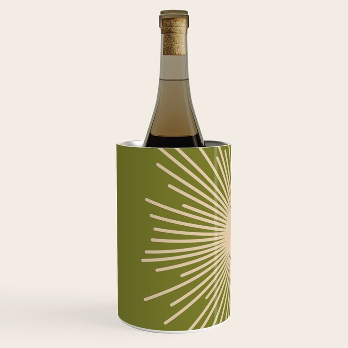 Sun and Moon 2 - Mid Century Modern Minimalism in Mid Mod Olive Green and Beige Wine Chiller Gallery Image 2
