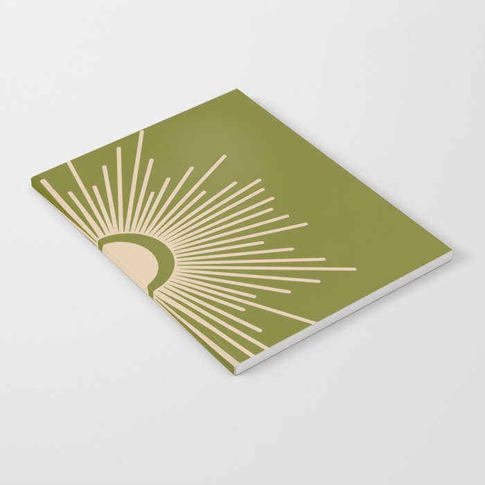 Sun and Moon 2 - Mid Century Modern Minimalism in Mid Mod Olive Green and Beige Notebook Gallery Image 2