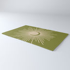 Sun and Moon 2 - Mid Century Modern Minimalism in Mid Mod Olive Green and Beige Rug Gallery Image 3