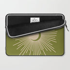 Sun and Moon 2 - Mid Century Modern Minimalism in Mid Mod Olive Green and Beige Laptop Sleeve Gallery Image 2