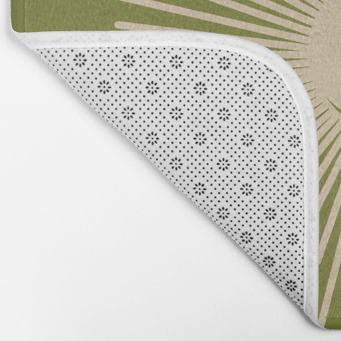 Sun and Moon 2 - Mid Century Modern Minimalism in Mid Mod Olive Green and Beige Bath Mat Gallery Image 2