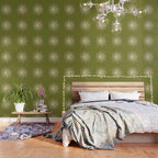 Sun and Moon 2 - Mid Century Modern Minimalism in Mid Mod Olive Green and Beige Wallpaper Gallery Image 3