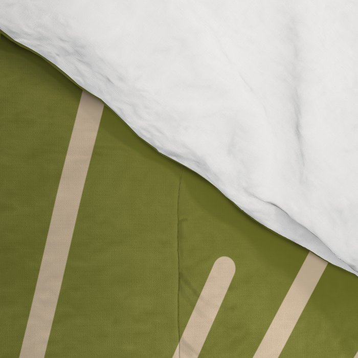 Sun and Moon 2 - Mid Century Modern Minimalism in Mid Mod Olive Green and Beige Comforter Gallery Image 4