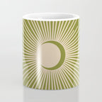 Sun and Moon 2 - Mid Century Modern Minimalism in Mid Mod Olive Green and Beige Coffee Mug Gallery Image 4