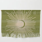 Sun and Moon 2 - Mid Century Modern Minimalism in Mid Mod Olive Green and Beige Wall Hanging Gallery Image 1