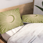 Sun and Moon 2 - Mid Century Modern Minimalism in Mid Mod Olive Green and Beige Pillow Sham Gallery Image 2