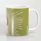 Sun and Moon 2 - Mid Century Modern Minimalism in Mid Mod Olive Green and Beige Coffee Mug Gallery Image 1