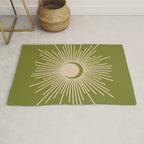 Sun and Moon 2 - Mid Century Modern Minimalism in Mid Mod Olive Green and Beige Rug Gallery Image 1