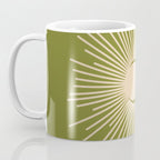 Sun and Moon 2 - Mid Century Modern Minimalism in Mid Mod Olive Green and Beige Coffee Mug Gallery Image 3