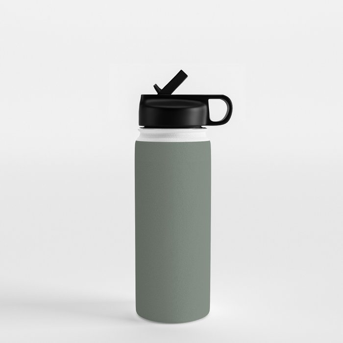 Neutral Sage Grey II Solid Color Water Bottle Gallery Image 1