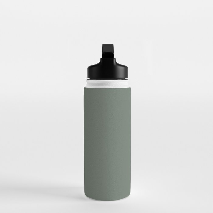 Neutral Sage Grey II Solid Color Water Bottle Gallery Image 3