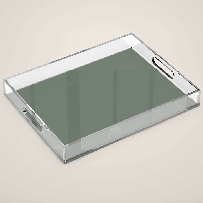 Neutral Sage Grey II Solid Color Acrylic Tray Gallery Image 1