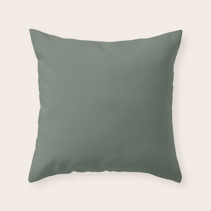 Neutral Sage Grey II Solid Color Throw Pillow Gallery Image 6