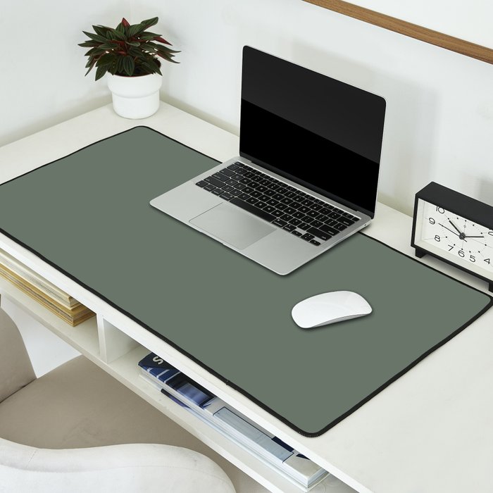 Neutral Sage Grey II Solid Color Desk Mat Gallery Image 2