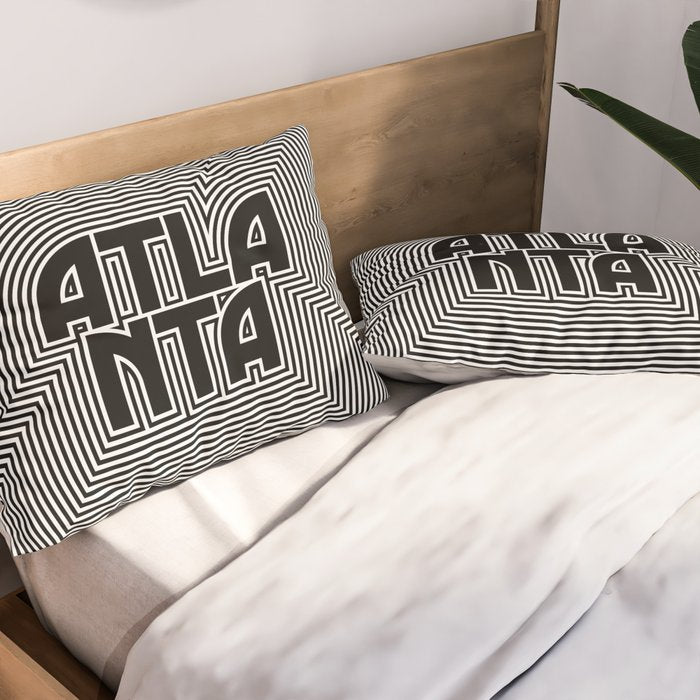 Atlanta City Text Pattern USA Pillow Sham Gallery Image 2